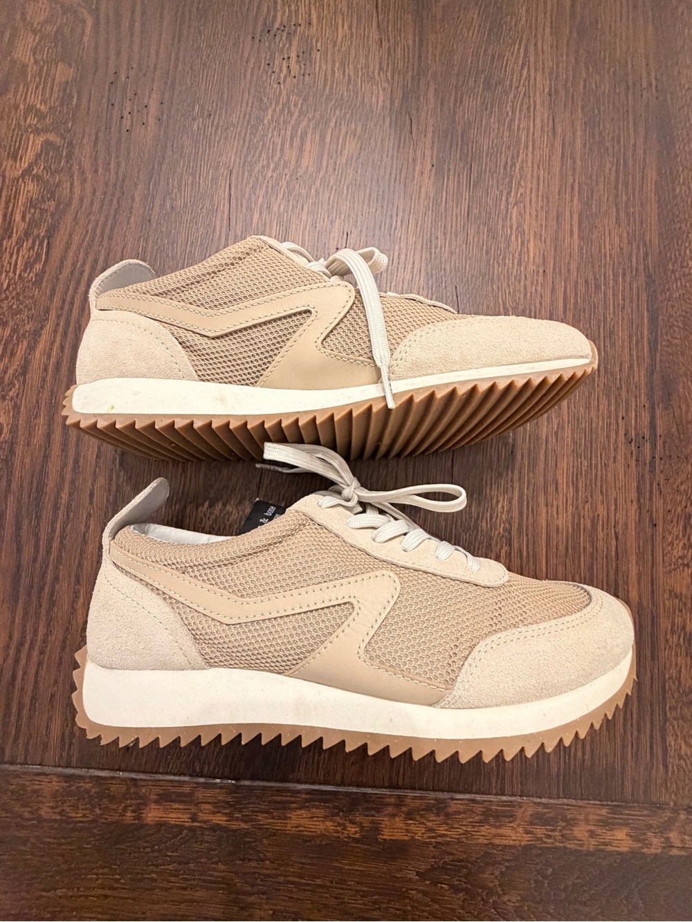 rag & bone Retro Runner Mesh & Suede Sneakers - Beige/Off-White Size 8,5